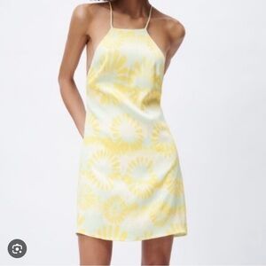 NWT Zara silk green and yellow sundress